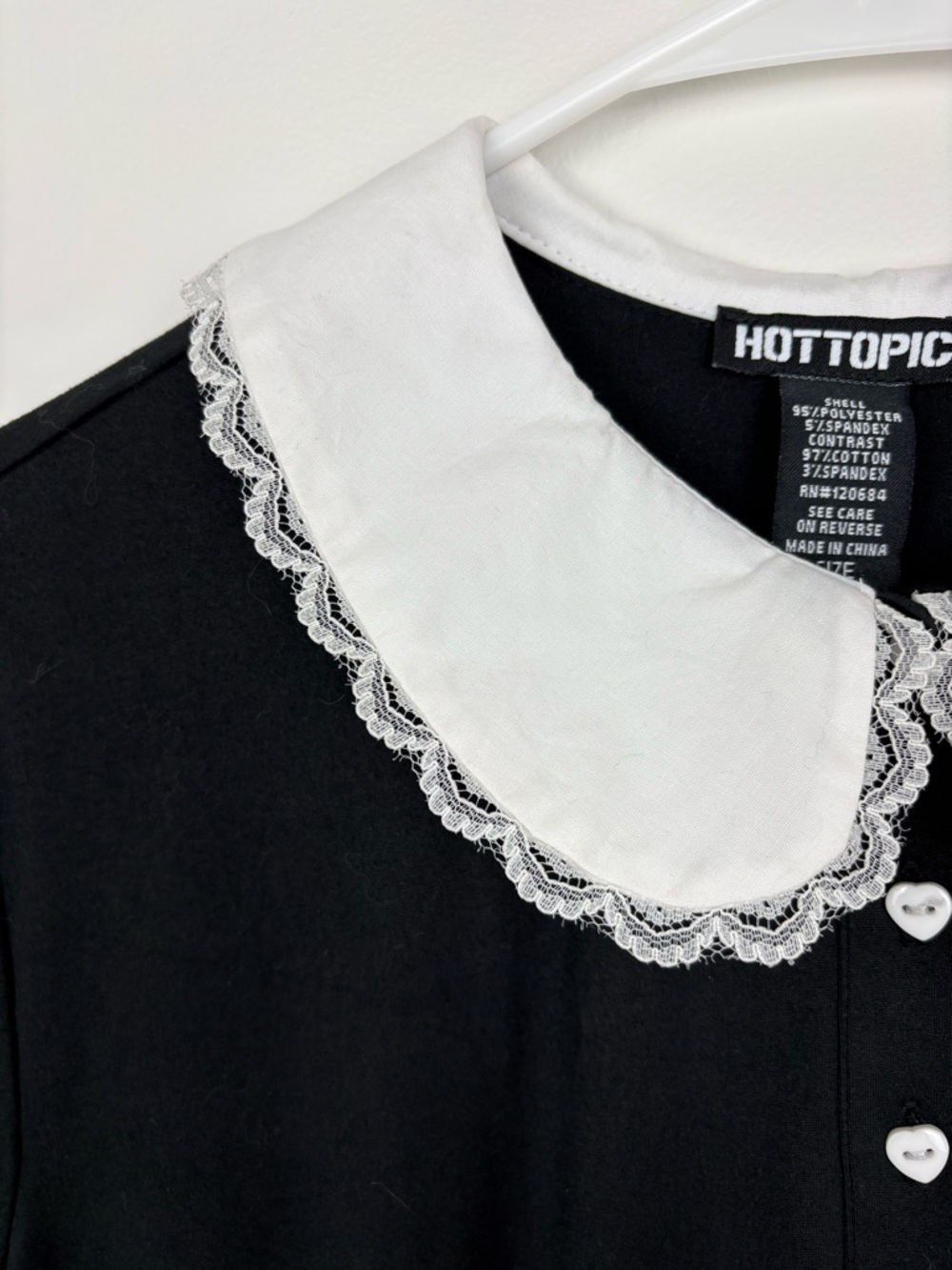Hot Topic Goth Kawaii black dress w/ white Peter Pan collar & lace sz 14/16 (1) - Picture 3 of 13